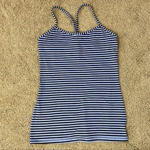 Lululemon Power Y Stripe Polar Haze Black Tank 8